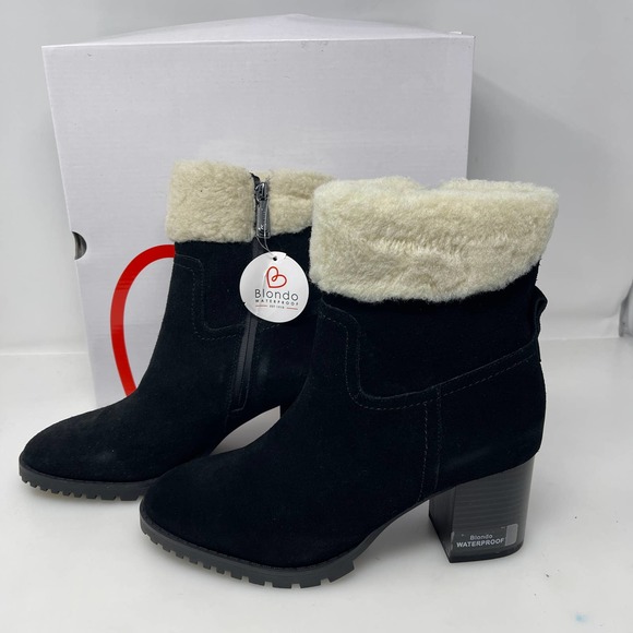 Blondo Tia Sherpa Cuff Ankle Booties in Black Size 8.5 New Retail $160 - Picture 4 of 9